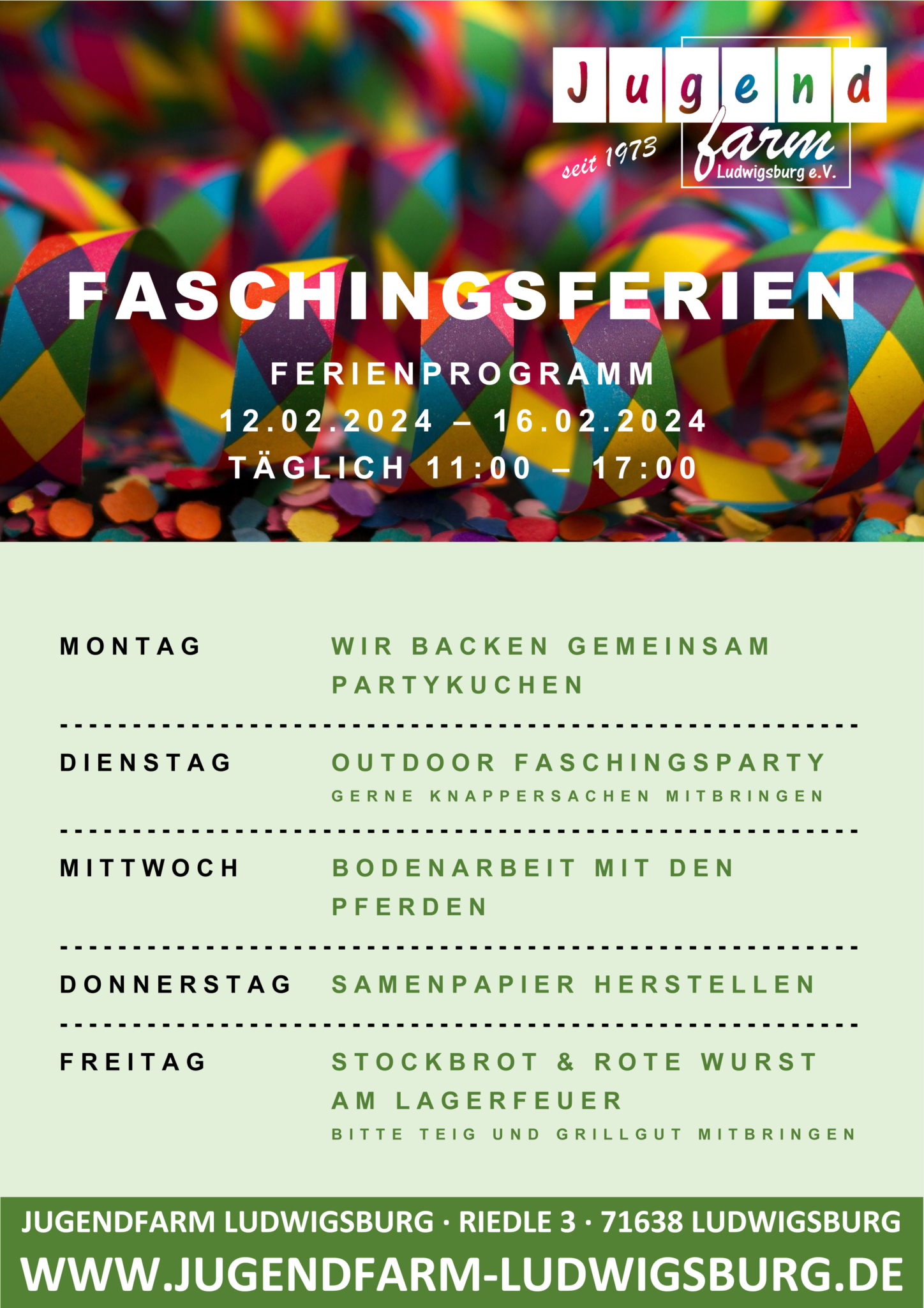  Faschingsferien 2024 – Jugendfarm Ludwigsburg Motiv 